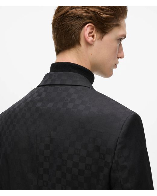 Karl Lagerfeld Black Checked Double-Breasted Blazer for men