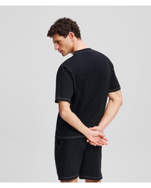 Karl Lagerfeld Black Contrast Stitch T-Shirt for men
