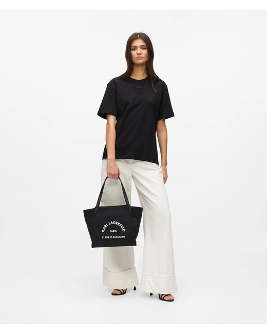 Karl Lagerfeld Black Signature Legeres T-Shirt, Damen, Größe