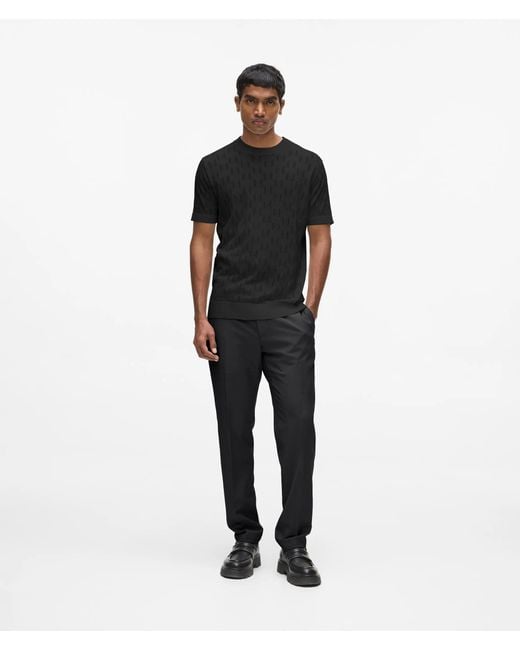 Karl Lagerfeld Black Monogram Short-Sleeved Sweater for men