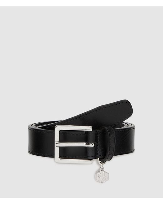 KL Jeans Black Logo Charm Belt