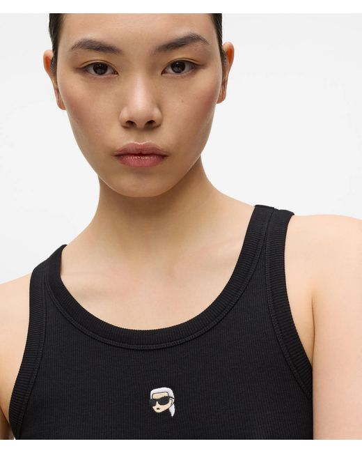 Karl Lagerfeld White Ikon Ribbed Tank Top