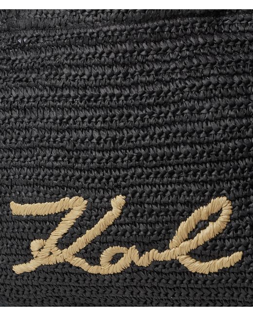 Karl Lagerfeld Black K/signature Raffia Beach Tote Bag