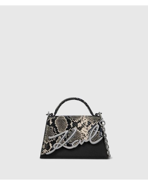 Karl Lagerfeld Black K/Signature Small Python Crossbody Bag