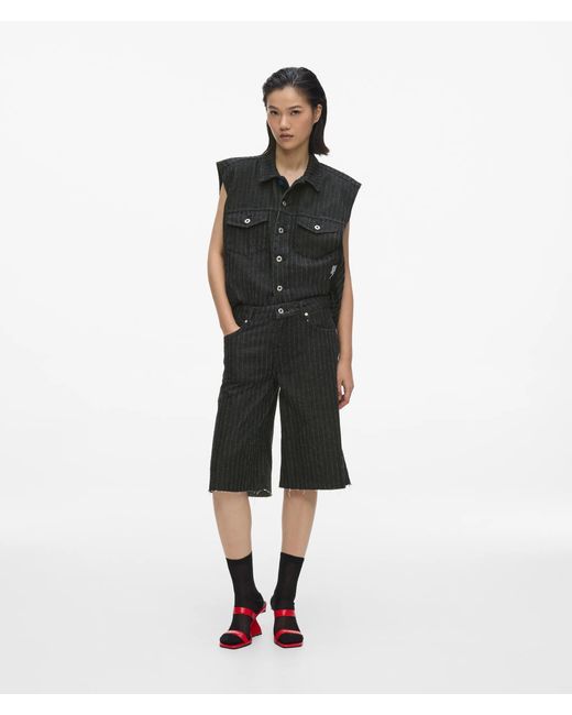KL Jeans White Pinstripe Denim Bermuda Shorts