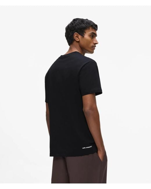 Karl Lagerfeld Black V-Neck Logo T-Shirt for men