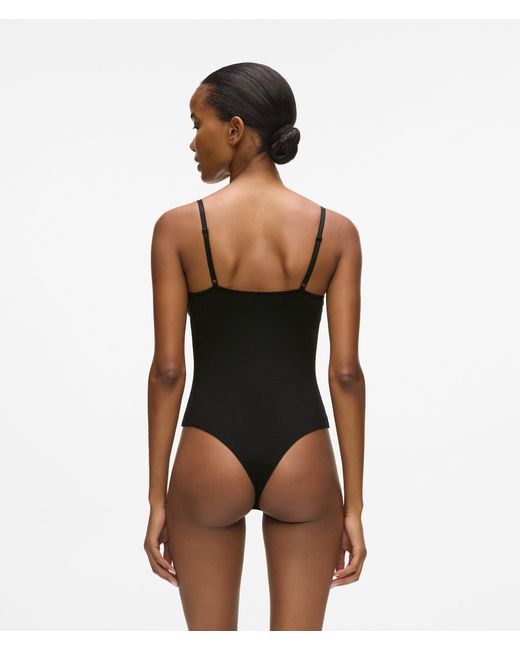 Karl Lagerfeld Black Signature High-Leg Bodysuit