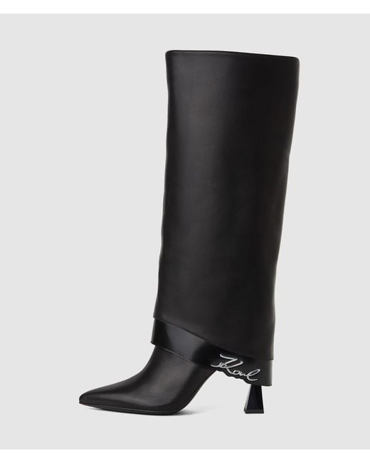 Karl Lagerfeld Black Debutante Tall Fold-Down Boots