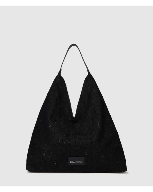 KL Jeans Black Pinstripe Denim Trapeze Shopper