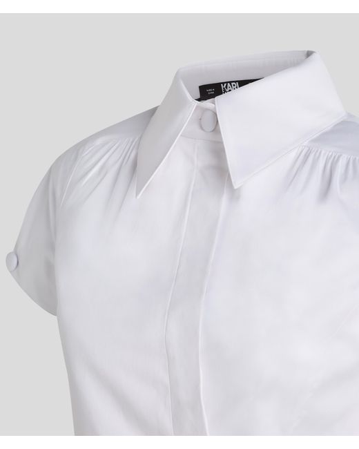 Karl Lagerfeld White Short-sleeved Cropped Shirt