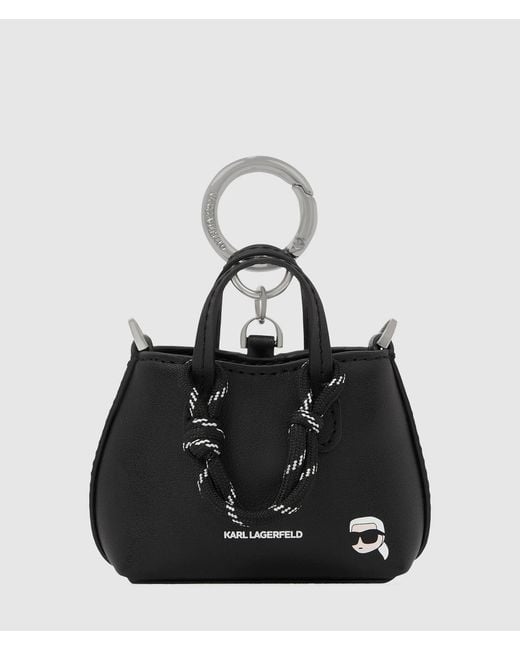 Karl Lagerfeld Black Ikon Mini Bag Airpods Case Keychain
