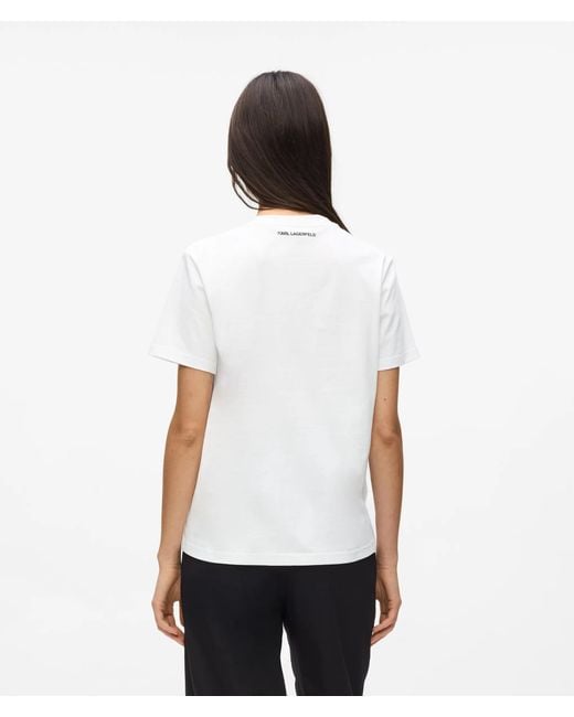 Karl Lagerfeld White Ikon Circle Logo T-Shirt