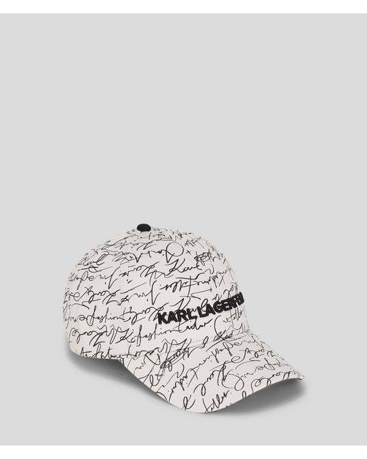 Karl Lagerfeld White K/essential Scribble Cap