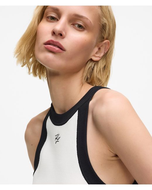 Karl Lagerfeld White Karl Dna Belted Knit Dress