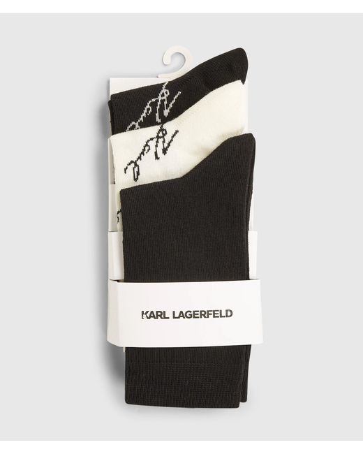 Karl Lagerfeld White Signature Print Socks