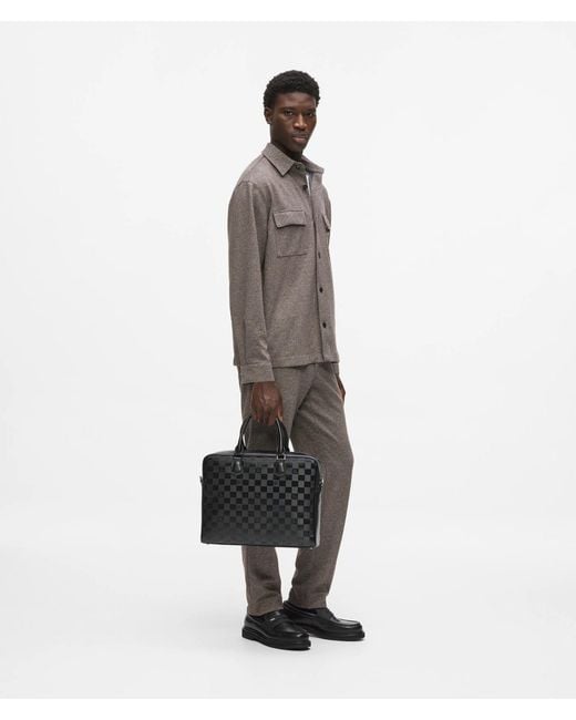 Karl Lagerfeld Black Monogram Checkerboard Laptop Bag for men