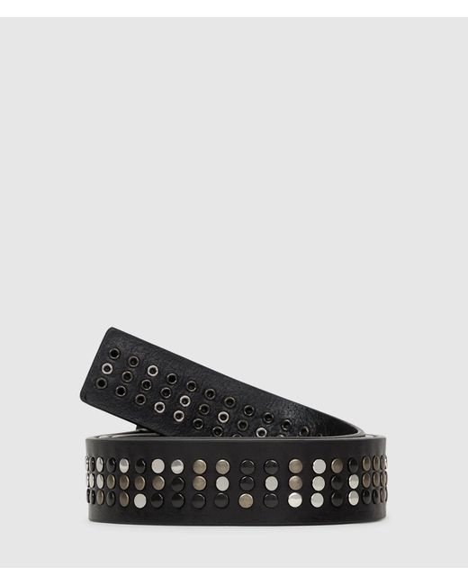 KL Jeans Black Studded Leather Belt for men