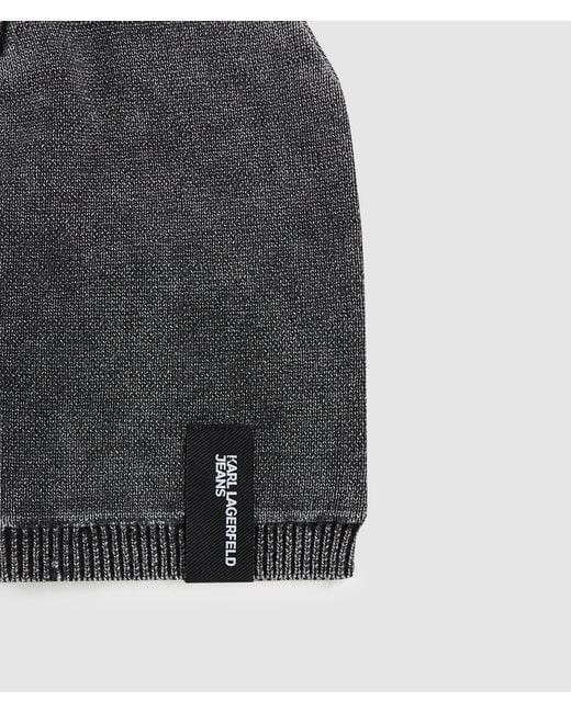 KL Jeans Gray Washed Logo Patch Beanie