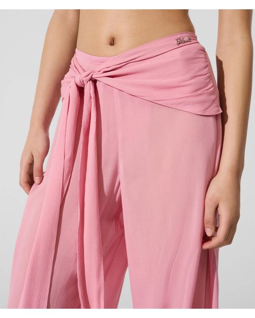 Karl Lagerfeld Pink Waist-Tie Beach Pants