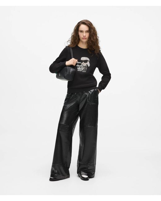 Karl Lagerfeld Black Ikon Rhinestone Sweatshirt