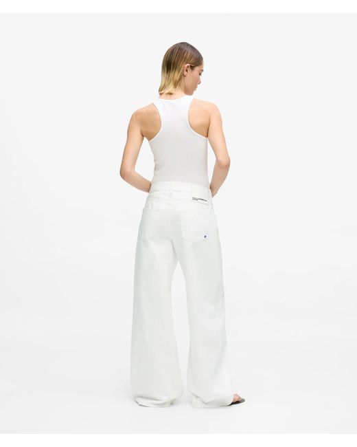 KL Jeans White Pleated Low-Rise Wide-Leg Jeans