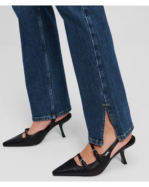 KL Jeans Blue Split-Hem High-Rise Straight Jeans
