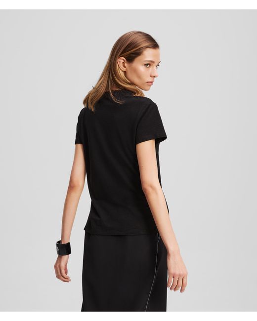 Karl Lagerfeld Black Signature V-neck T-shirt