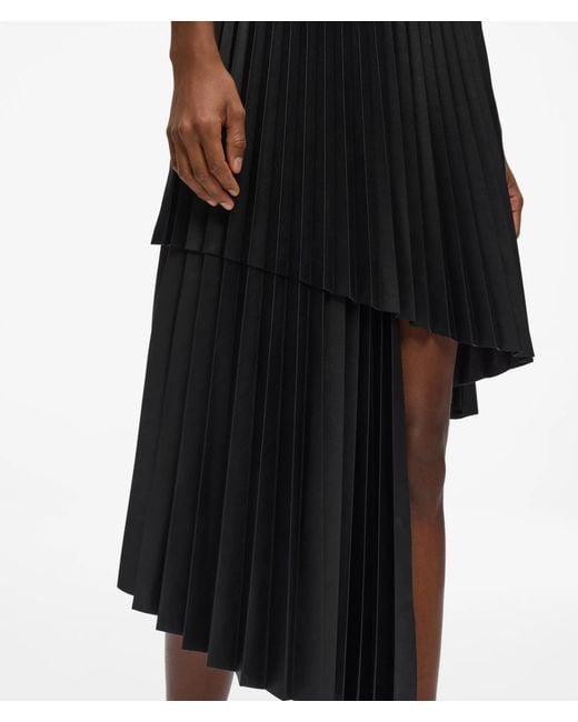 Karl Lagerfeld Blue Pleated Faux-Leather Skirt