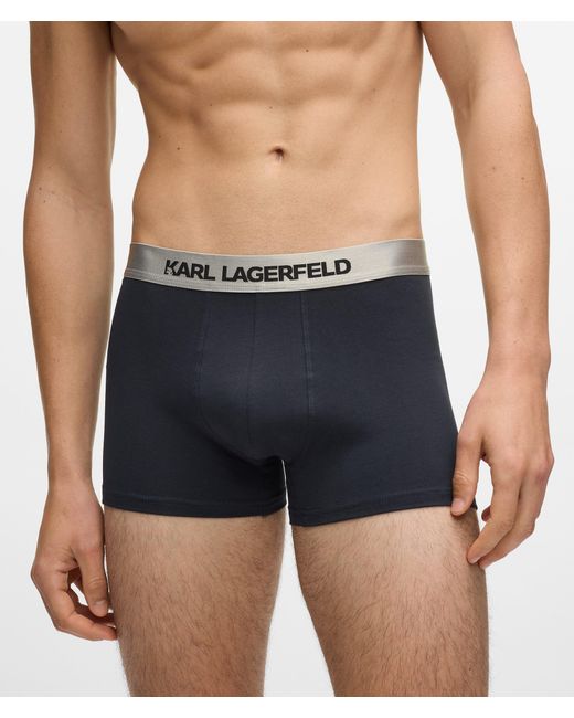 Karl Lagerfeld Gray Metallic Logo Trunks – 3-Pack for men