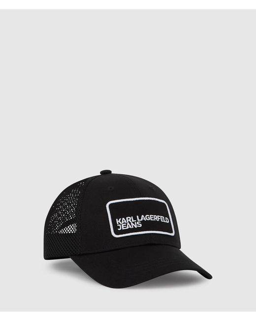 KL Jeans Black Logo Patch Trucker Cap for men