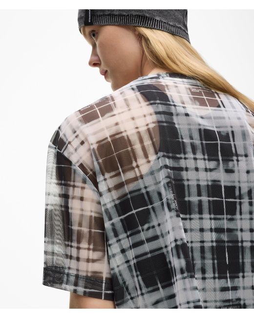 KL Jeans Multicolor Checked Mesh T-Shirt