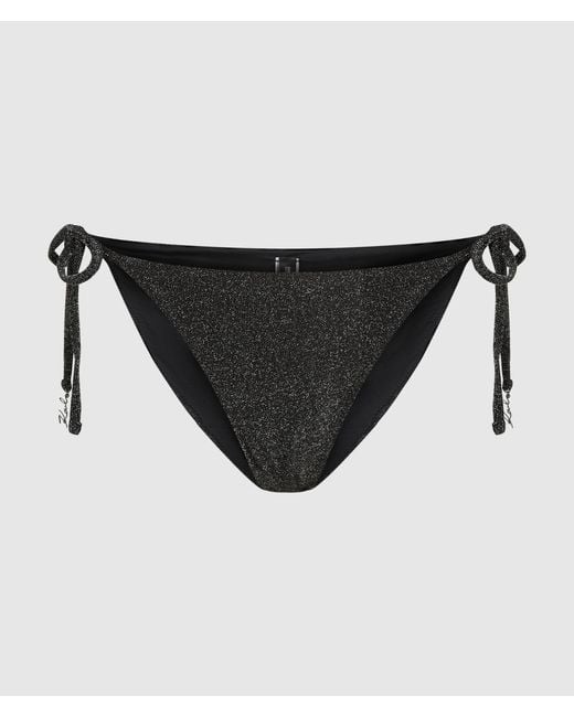 Karl Lagerfeld Black Signature Tanga Bikini Bottoms