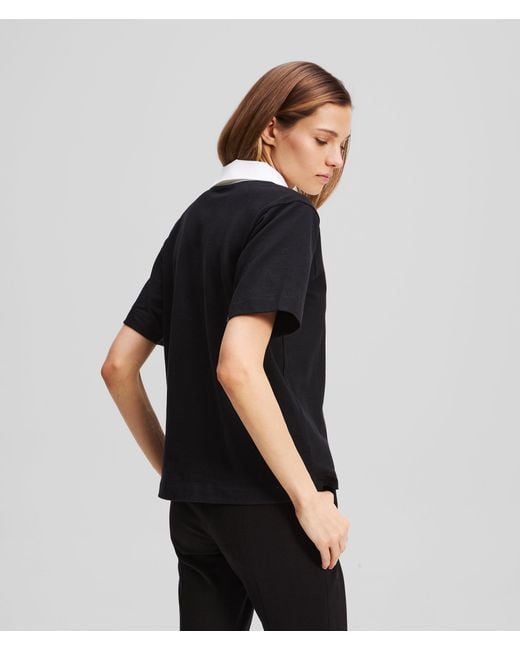 Karl Lagerfeld Black Signature Polo Shirt