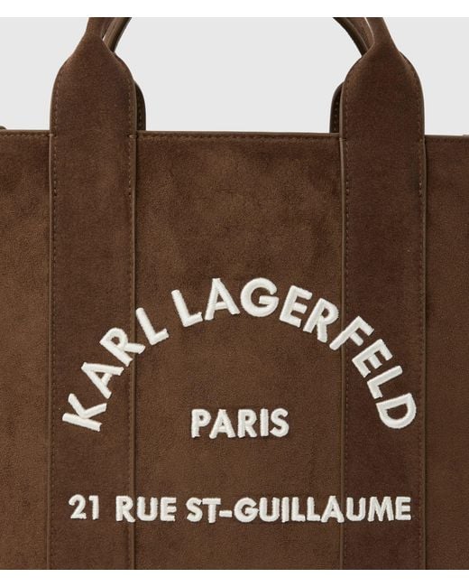 Karl Lagerfeld Brown Rue St-Guillaume Medium Faux-Suede Tote Bag