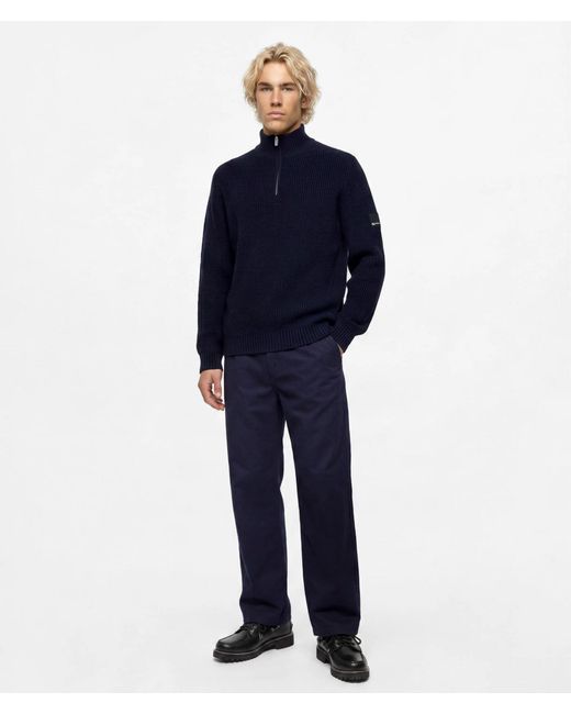 KL Jeans Blue Half-Zip Box Logo Sweater for men