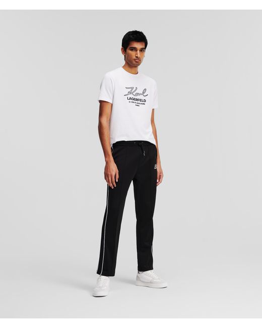 Karl Lagerfeld White Pleated Sweatpants for men