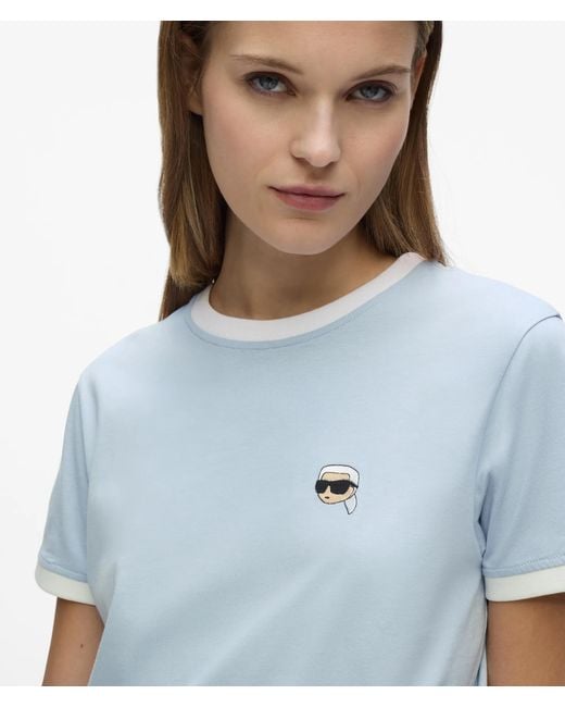 Karl Lagerfeld Blue Ikon Contrast Piping T-Shirt