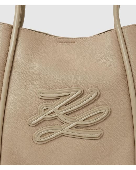 Karl Lagerfeld Natural K/Autograph Patch Medium Tote Bag