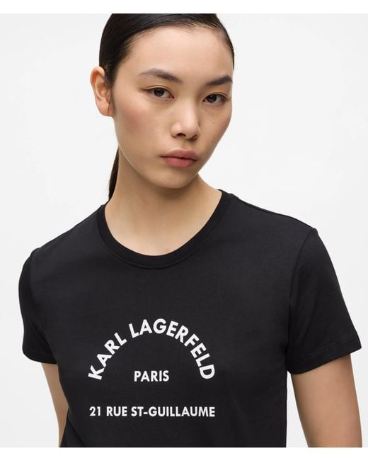 Karl Lagerfeld Black Slim-Fit Rue St-Guillaume Glitter T-Shirt
