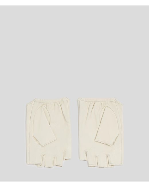 Karl Lagerfeld Natural K/circle Perforated Fingerless Gloves