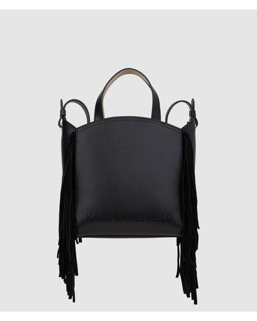 Karl Lagerfeld Black K/Circle Small Fringe Tote Bag