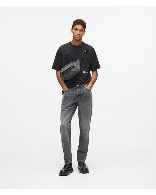 KL Jeans Gray Washed Denim Belt Bag for men