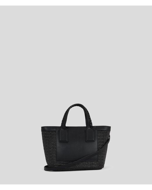 Karl Lagerfeld Black Rue St-guillaume Raffia Small Tote Bag