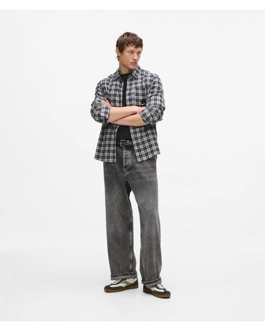 KL Jeans Gray Chest Pocket Checked Shirt, Multicoloured for men