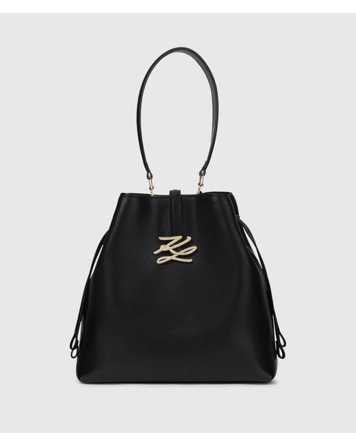 Karl Lagerfeld Black K/Autograph Drop Medium Bucket Bag