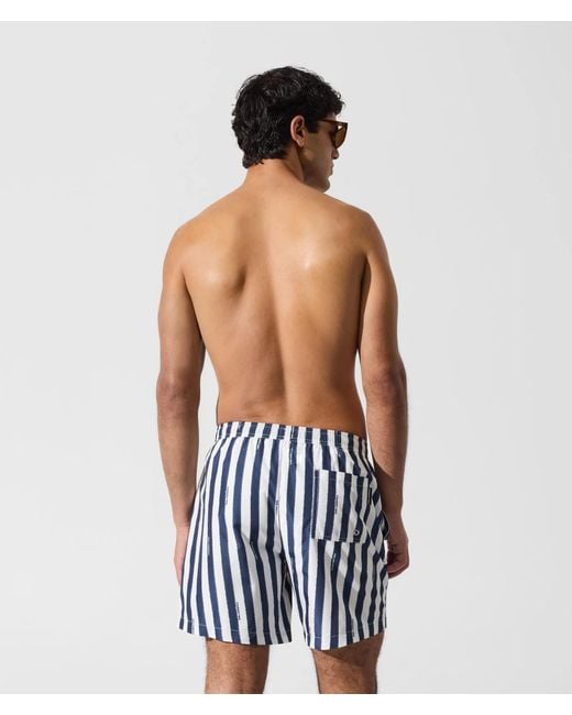 Karl Lagerfeld Blue Striped Medium Boardshorts for men