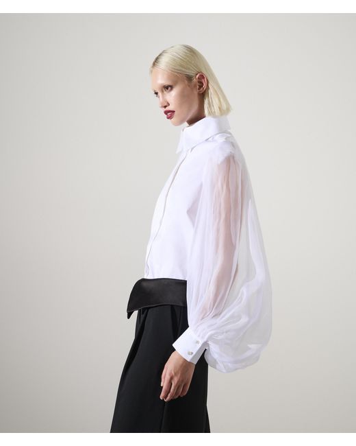 Karl Lagerfeld White Karl Studio Silk-sleeved Shirt