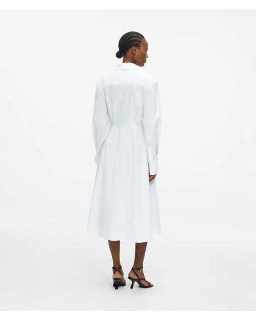 Karl Lagerfeld White Poplin Pleated Shirt Dress