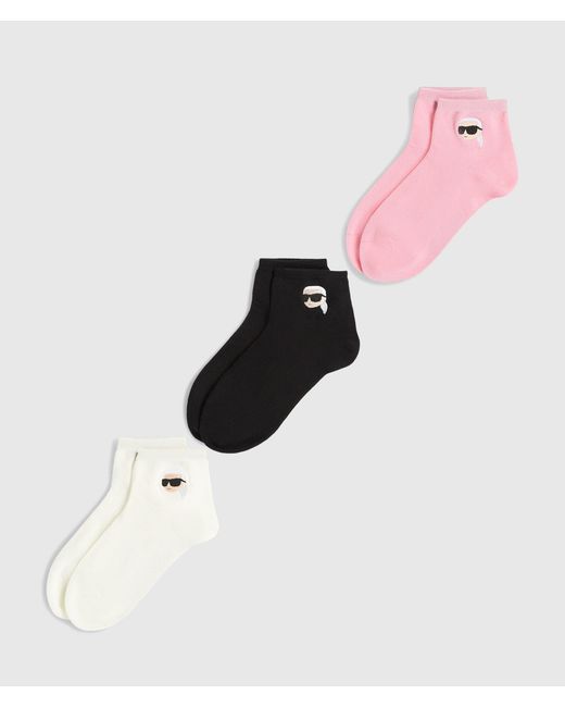 Karl Lagerfeld Pink Ikon Short Socks – 3-Pack