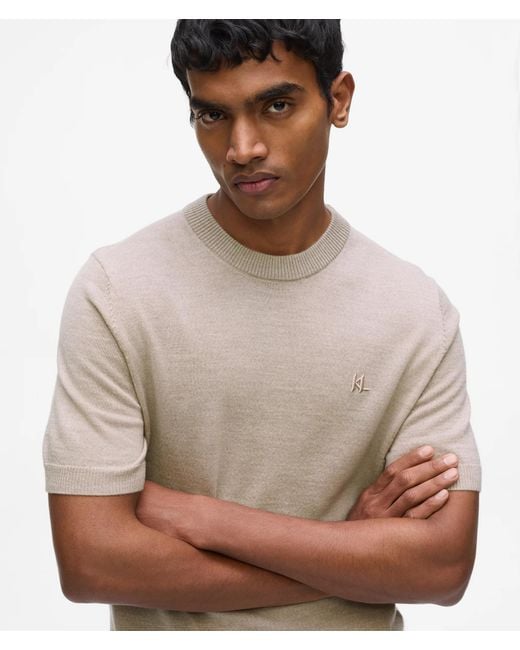 Karl Lagerfeld Natural Monogram Merino Wool T-Shirt for men